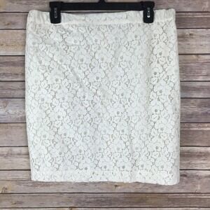 Bruce Field Femme Skirt Womens FR 42 US 10 Cotton Lace Pencil Elastic Waist
